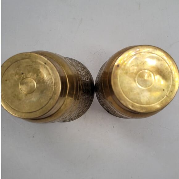 Vintage Brass Sign Engraved Indian Lassi Cup Pair Ornate Boho Collectible‎ Decor - Picture 5 of 11
